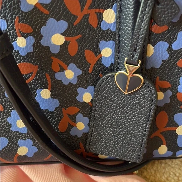 Kate Spade Blue and Brown Satchel with Floral Design